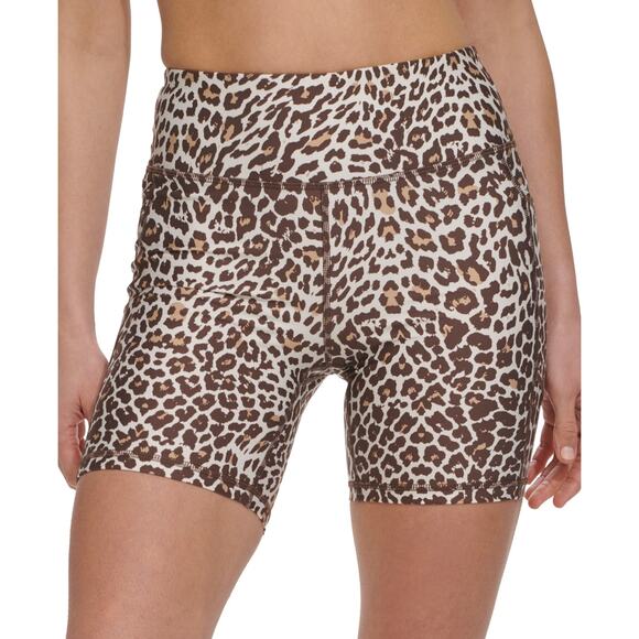 Dkny Sport Women's Mid Rise Bike Shorts - Natural Cheetah XS - Picture 2 of 9